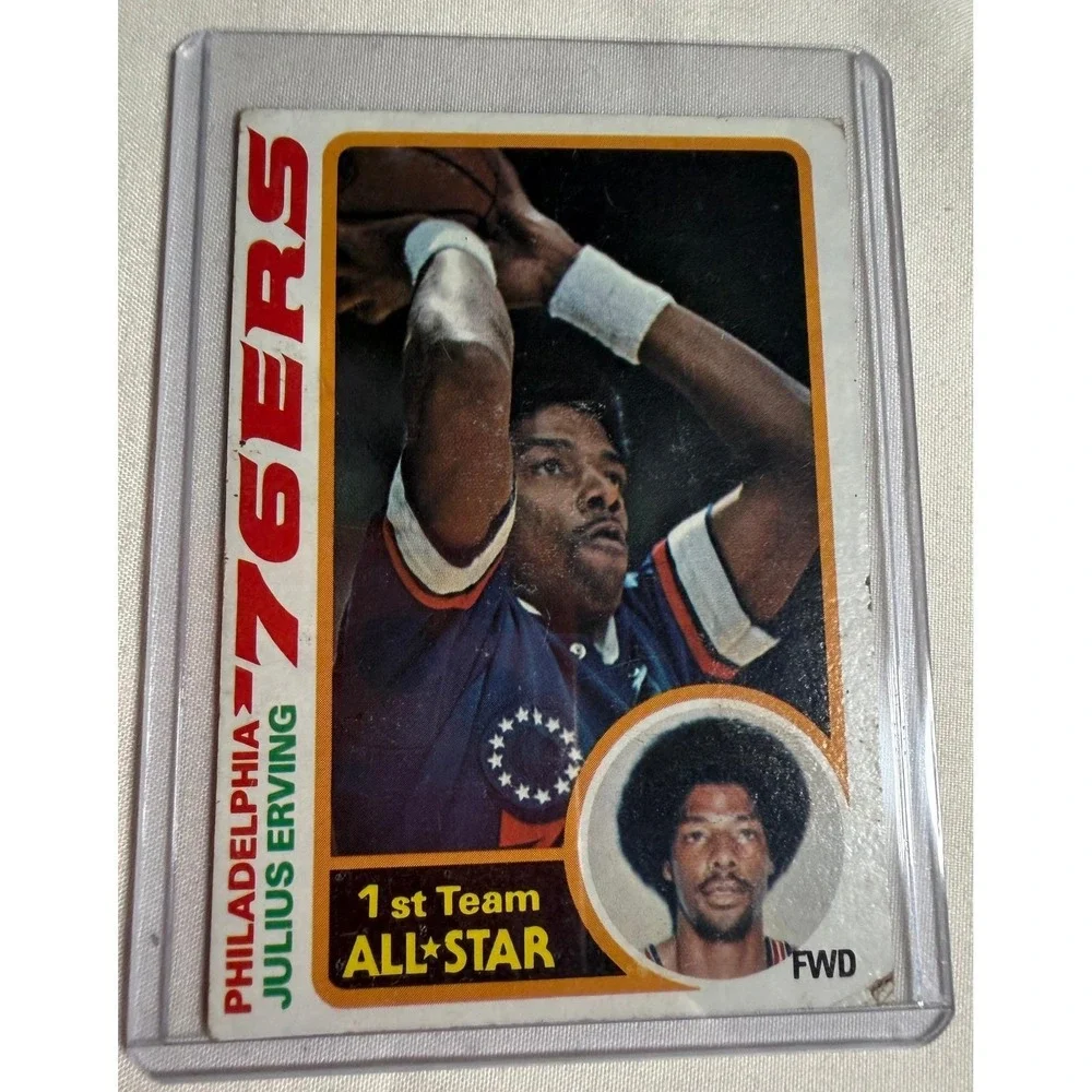 1978 Topps Julius Erving Dr J 130 Philadelphia 76ers 1st Team All-Star Card